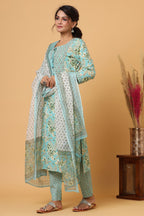 Kaajh Women's Green Mirror Embroidered Suit Set - Distacart