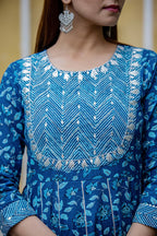 Kaajh Women's Blue Mirror Embellished Anarkali Suit Set - Distacart