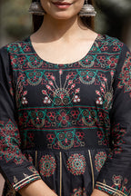 Kaajh Women's Black Gold Printed Ethnic Gown - Distacart