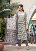 Kaajh Women's Grey Modal Silk Embroidered Suit Set - Distacart