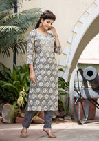 Kaajh Women's Grey Modal Silk Embroidered Suit Set - Distacart