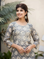 Kaajh Women's Grey Modal Silk Embroidered Suit Set - Distacart