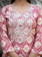 Kaajh Women's Pink Modal Silk Embroidered Suit Set - Distacart