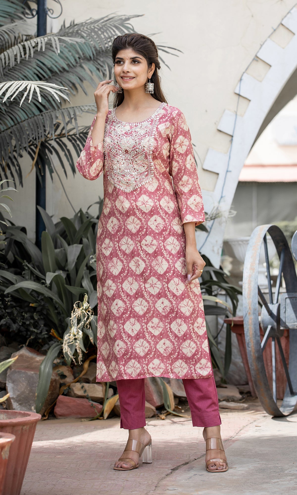Kaajh Women's Pink Modal Silk Embroidered Suit Set - Distacart