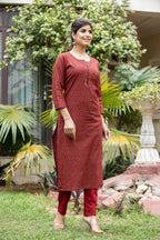 Kaajh Women's Maroon Bootti Printed Cotton Kurta Pant Set - Distacart