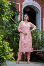 Kaajh Women's Pink Floral Modal Silk Suit Set - Distacart