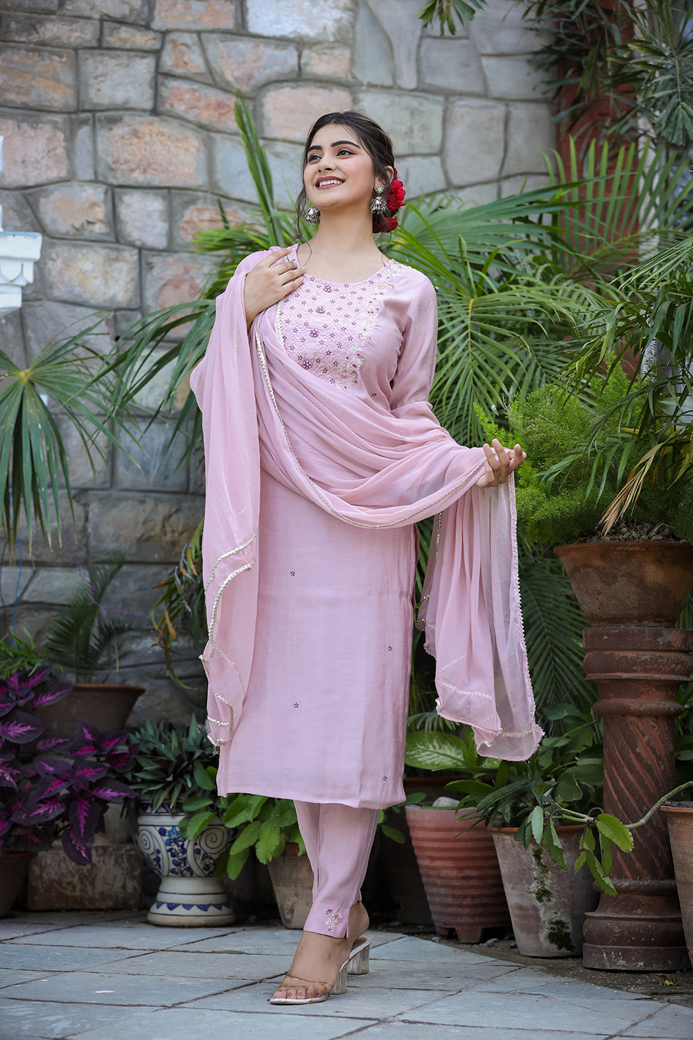 Kaajh Women's Purple Modal Silk Suit Set - Distacart
