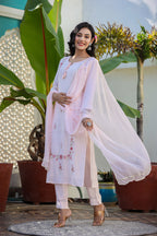 Kaajh Women's Peach Floral Modal Silk Suit Set - Distacart