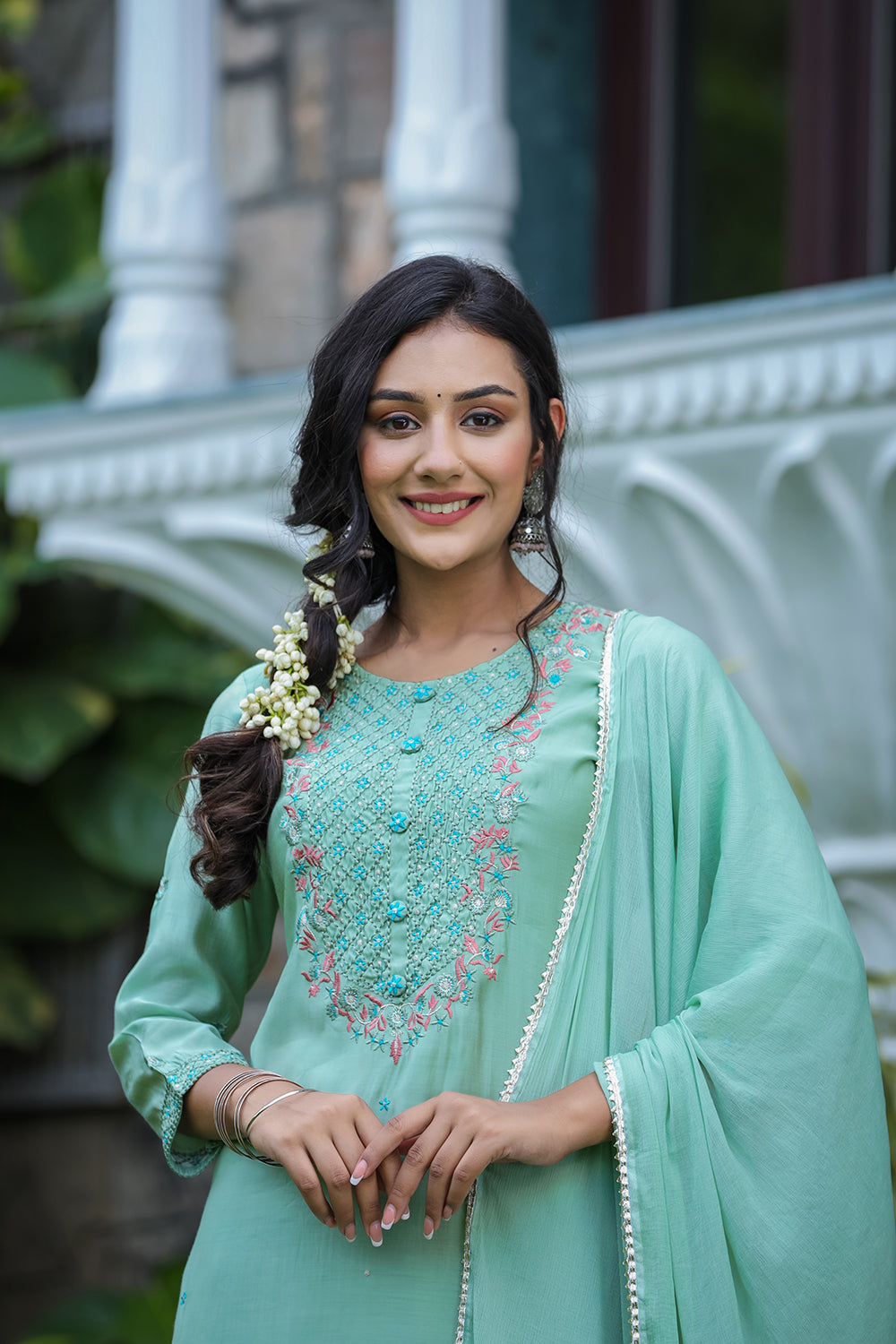 Kaajh Women's Green Modal Silk Suit Set - Distacart