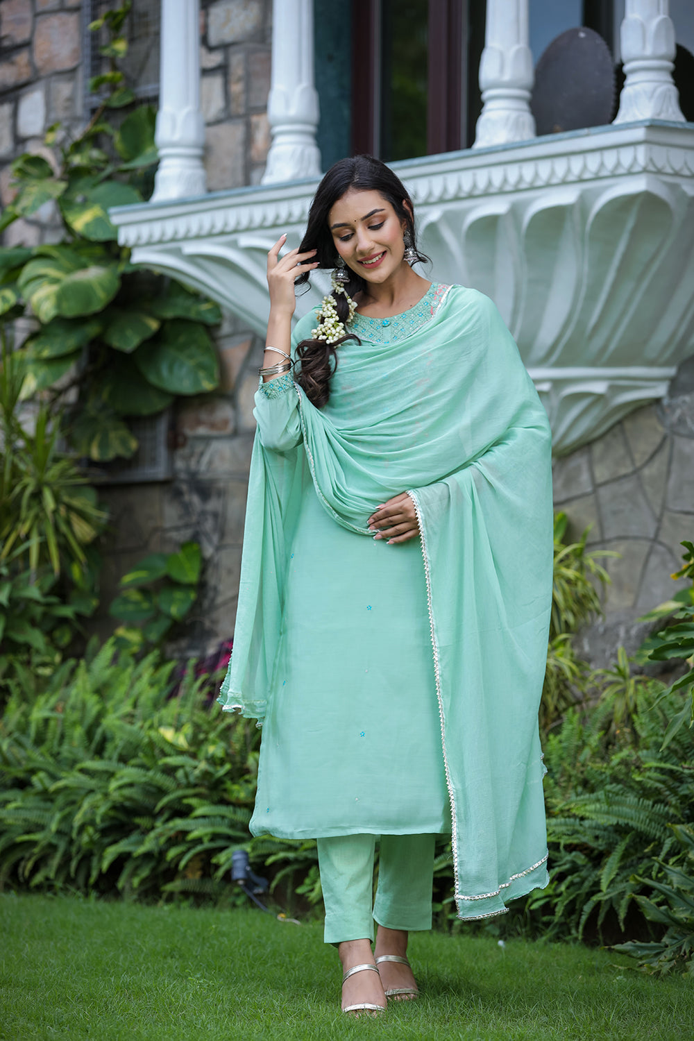 Kaajh Women's Green Modal Silk Suit Set - Distacart