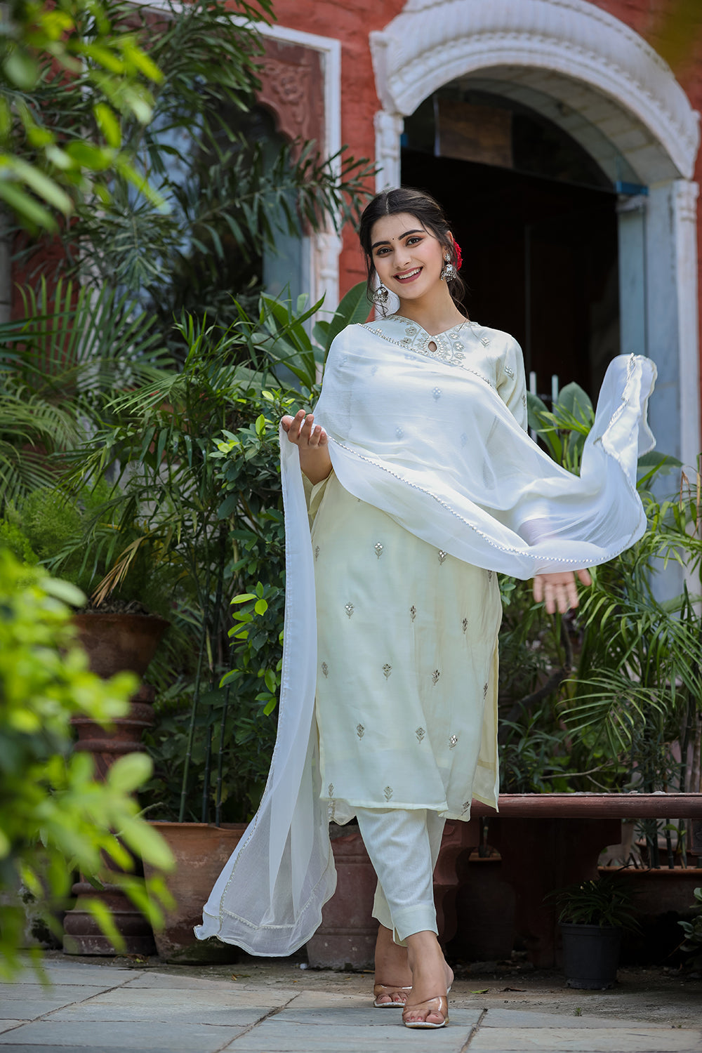 Kaajh Women's Off-White Modal Silk Suit Set - Distacart