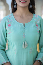 Kaajh Women's Green Floral Modal Silk Suit Set - Distacart