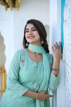 Kaajh Women's Green Floral Modal Silk Suit Set - Distacart