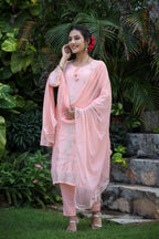 Kaajh Pink Modal Silk Suit Set For Women - Distacart
