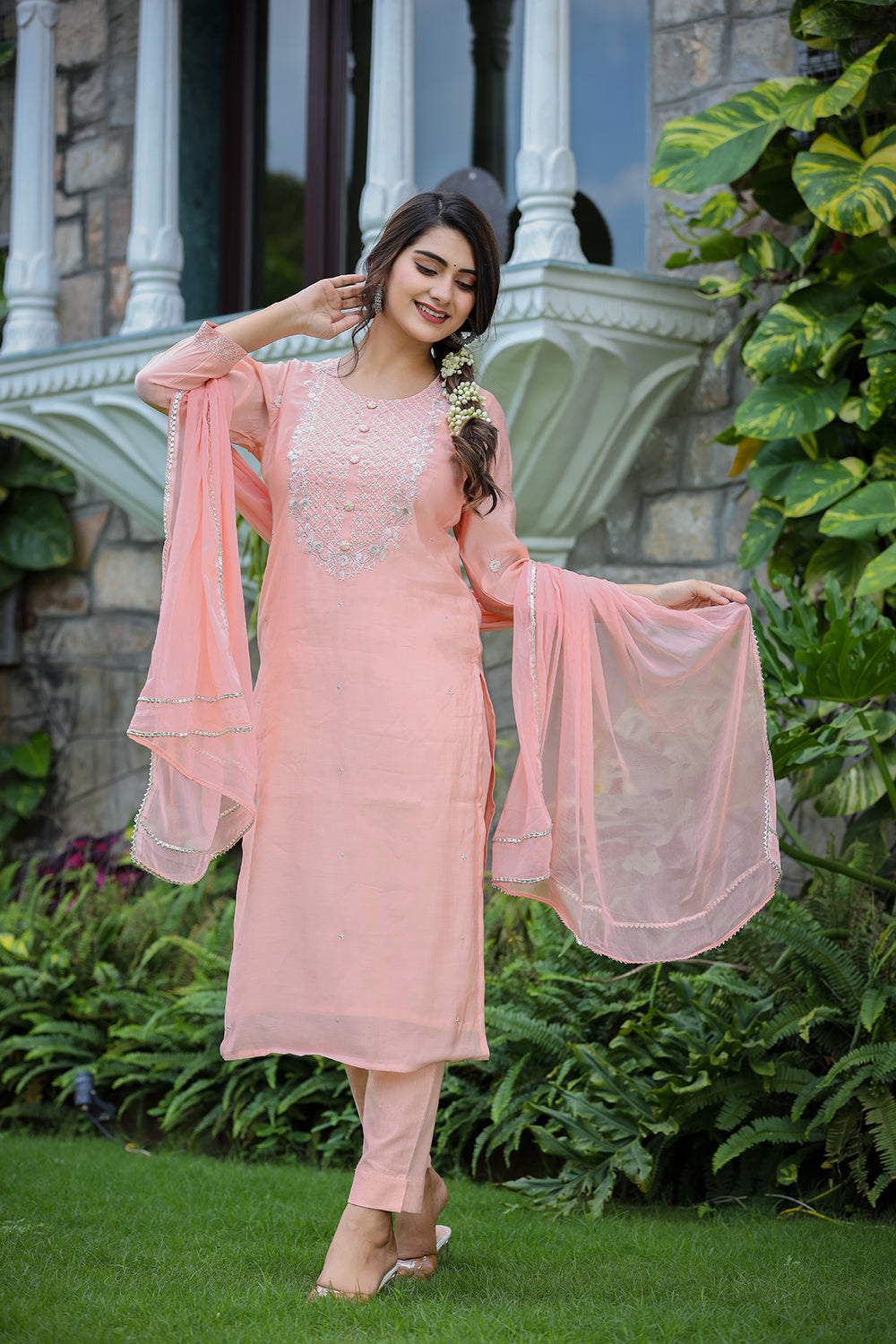 Kaajh Women's Pink Modal Silk Suit Set - Distacart