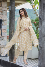 Kaajh Women's Light Brown Floral Printed Suit Set - Distacart
