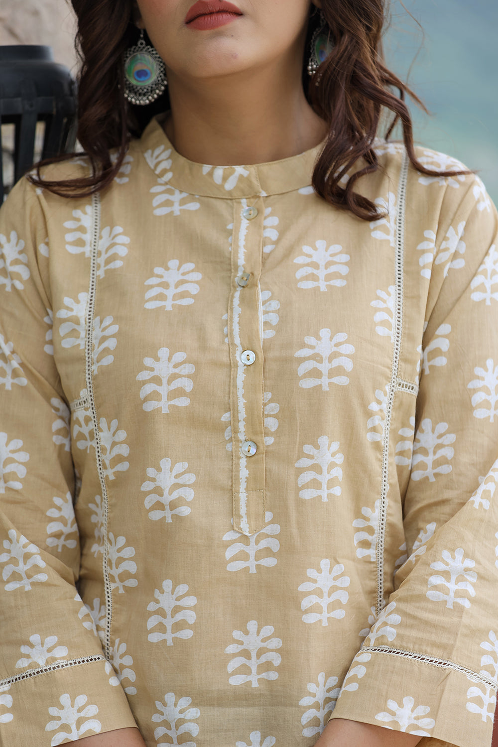Kaajh Women's Light Brown Floral Printed Suit Set - Distacart