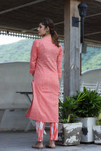 Kaajh Women's Pink Printed Cotton suit set - Distacart
