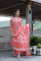 Kaajh Women's Pink Printed Cotton suit set - Distacart