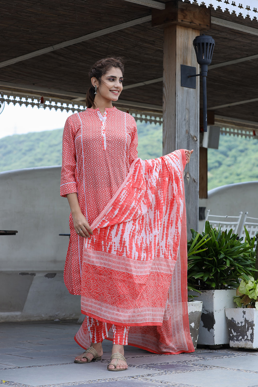 Kaajh Women's Pink Printed Cotton suit set - Distacart