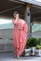 Kaajh Women's Pink Printed Cotton suit set - Distacart