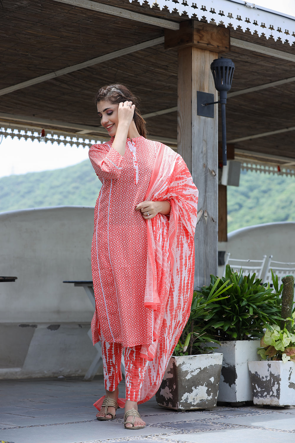 Kaajh Women's Pink Printed Cotton suit set - Distacart