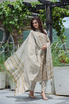 Kaajh Women's Brown Floral Cotton Suit Set - Distacart