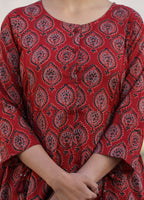 Kaajh Maroon Ajrak Print Cotton Shirt Style Tunic - Distacart