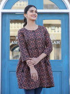 Kaajh Coffee Brown Cotton Shirt Style Tunic - Distacart
