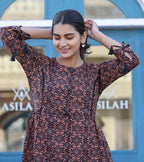 Kaajh Coffee Brown Cotton Shirt Style Tunic - Distacart
