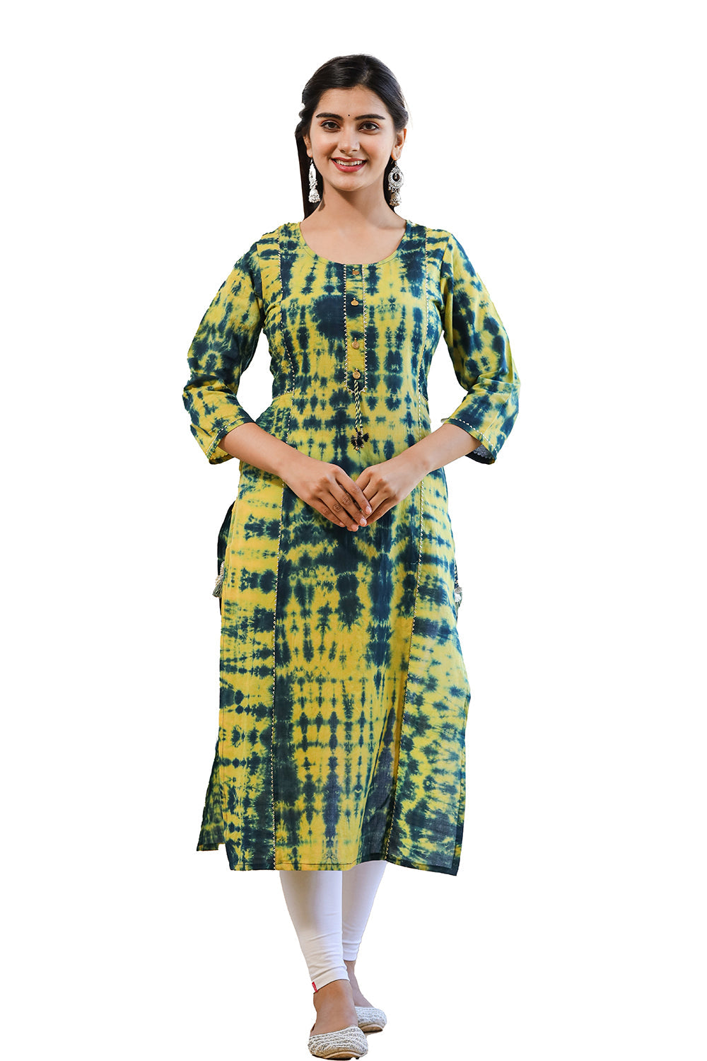 Kaajh Women's Green Shibori Tie Dye Cotton Casual Kurta - Distacart