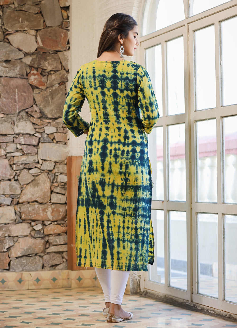 Kaajh Women's Green Shibori Tie Dye Cotton Casual Kurta - Distacart