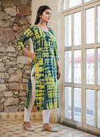 Kaajh Women's Green Shibori Tie Dye Cotton Casual Kurta - Distacart