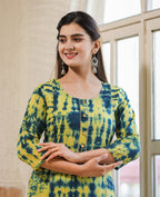 Kaajh Women's Green Shibori Tie Dye Cotton Casual Kurta - Distacart