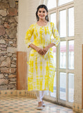 Kaajh Women's Yellow Shibori Tie Dye Cotton Casual Kurta - Distacart