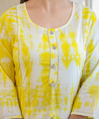 Kaajh Women's Yellow Shibori Tie Dye Cotton Casual Kurta - Distacart