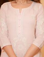 Kaajh Women's Peach Lucknow Chikankari Suit Set - Distacart