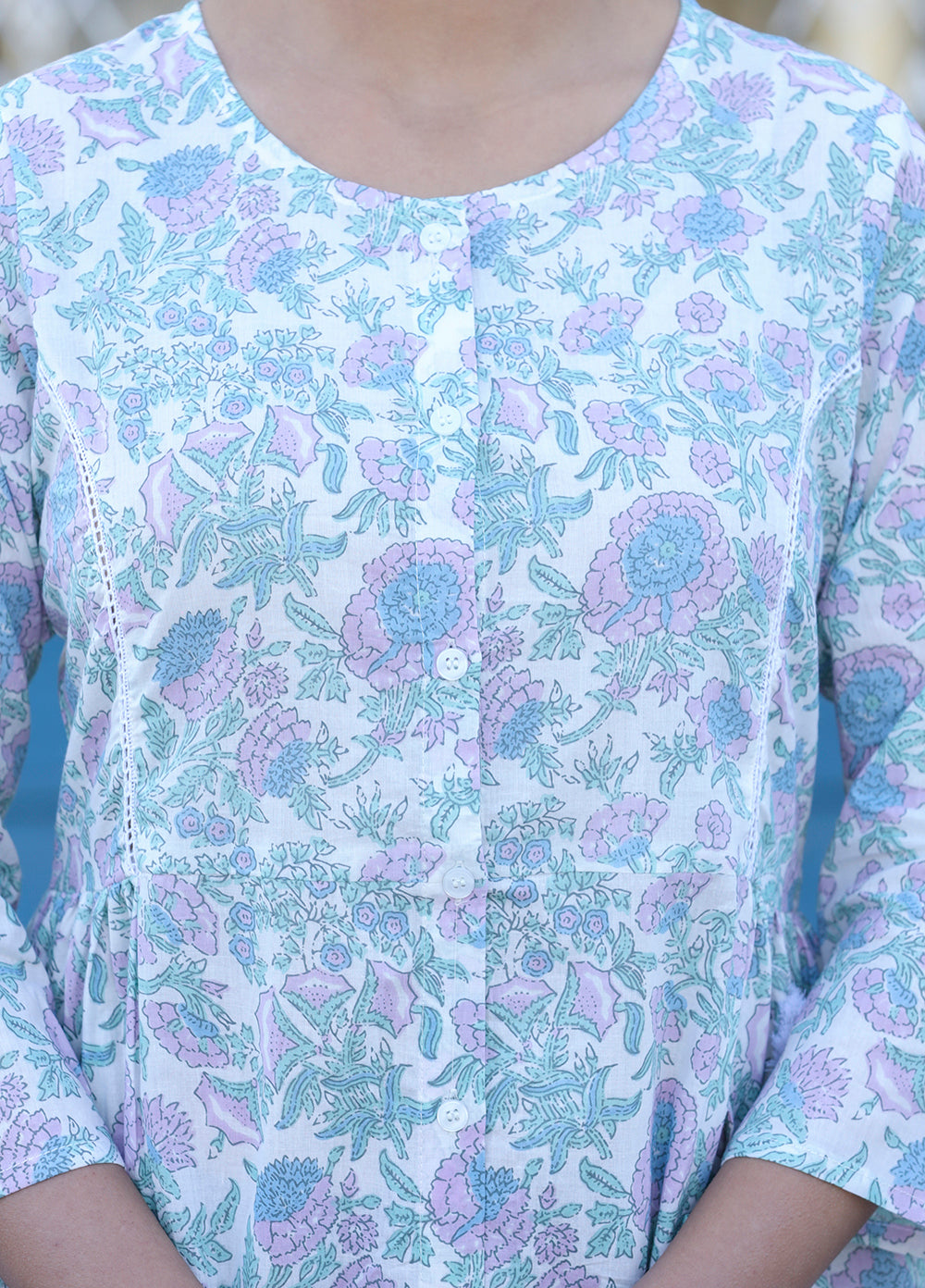 Kaajh White Floral Print Cotton Shirt Tunic - Distacart