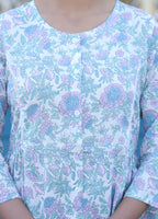 Kaajh White Floral Print Cotton Shirt Tunic - Distacart