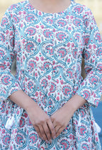 Kaajh White-Pink Floral Print Cotton Shirt Style Tunic - Distacart