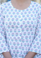 Kaajh White Floral Print Cotton Shirt Style Tunic - Distacart
