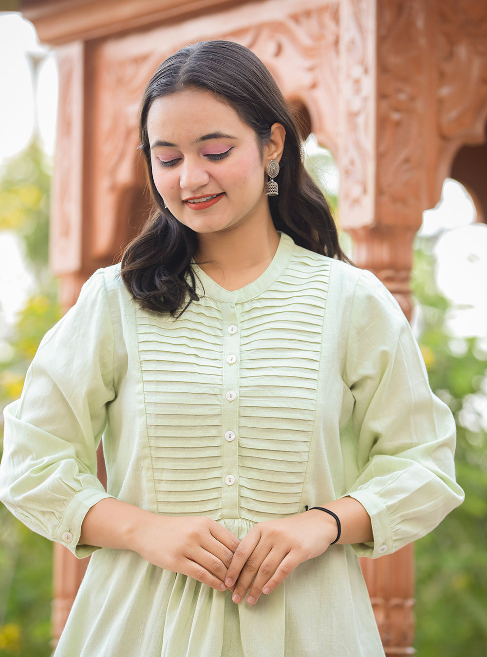 Kaajh Women's Pastel Green Cotton Tunic Top - Distacart