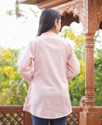 Kaajh Women's Pastel Peach Cotton Tunic Top - Distacart