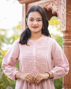 Kaajh Women's Pastel Peach Cotton Tunic Top - Distacart