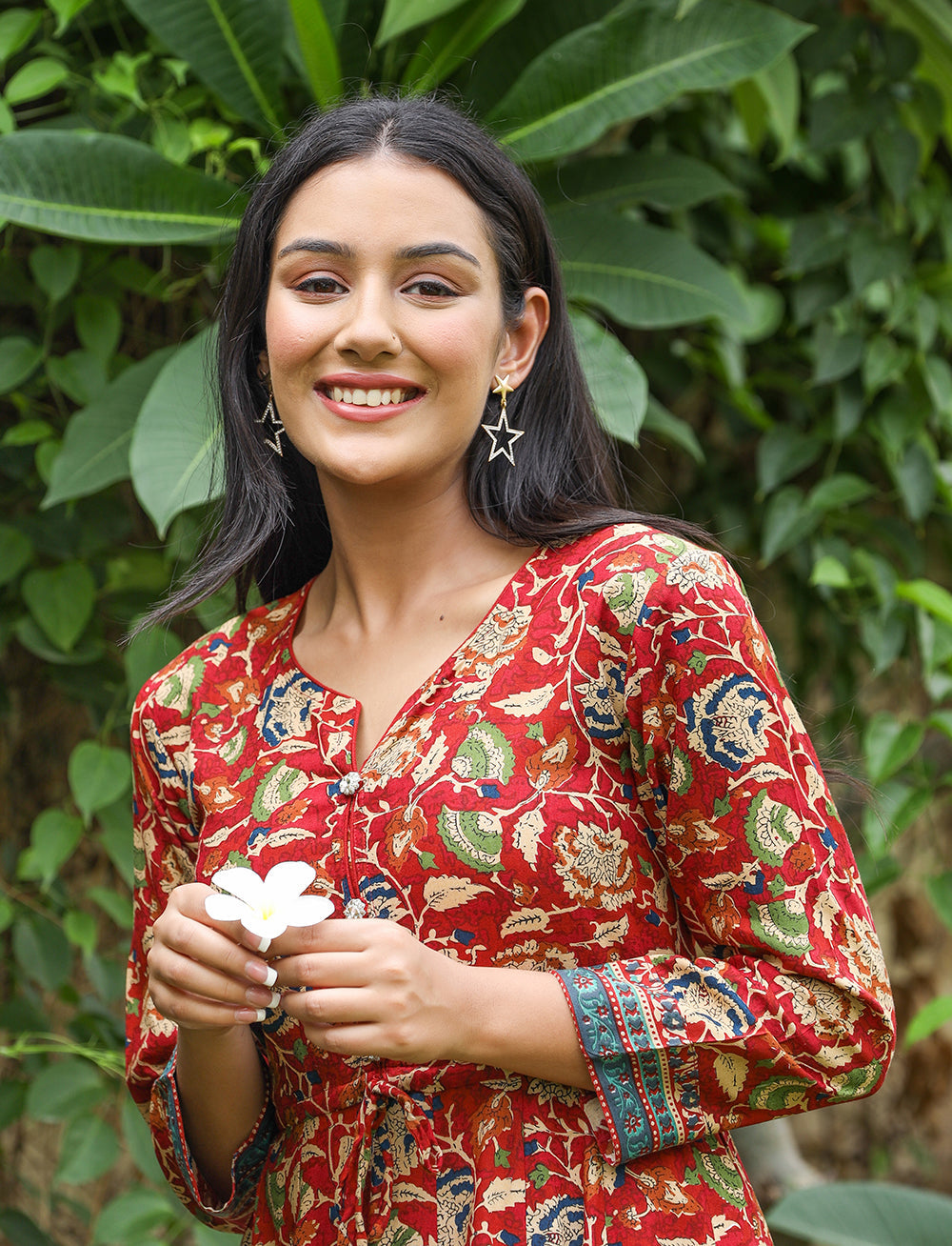 Kaajh Women's Maroon Kalamkari Print Viscose Rayon Anarkali Dress - Distacart