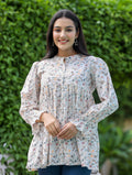 Kaajh Women's White Printed Cotton Top
