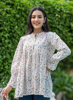 Kaajh Women's White Printed Cotton Top