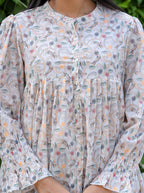 Kaajh Women's White Printed Cotton Top