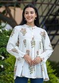 Kaajh Women's White Floral Printed Cotton Top