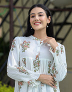 Kaajh Women's White Floral Printed Cotton Top